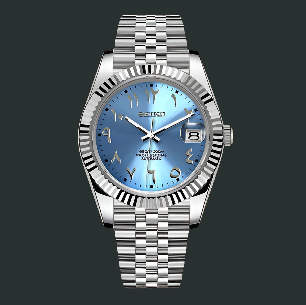 Custom made Seiko Datejust Tiffany blue Arabic dial