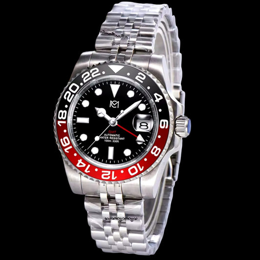 Modtime Custom Stainless - Steel seiko mod GMT " Coke Cola "Series 