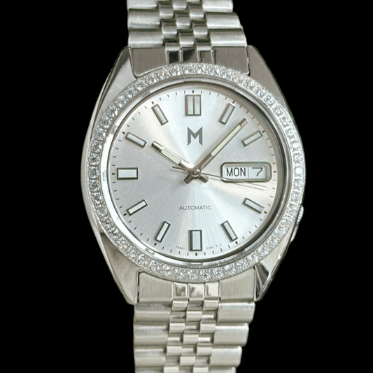 Seiko Mod DateJust Homage White Silver S5 Dial - Chrono Custom