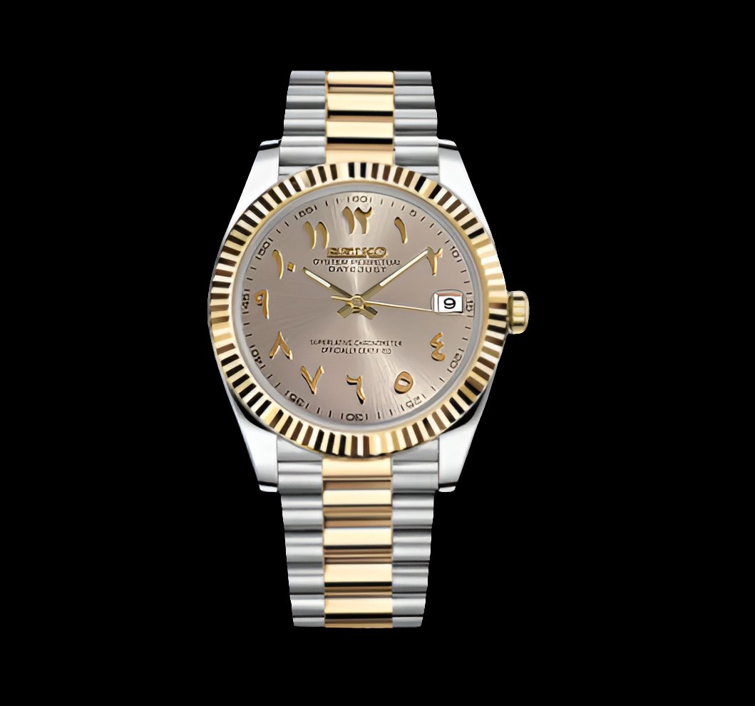 Custom made Seiko Datejust gold two tone Arabic dial jubilee bracelet