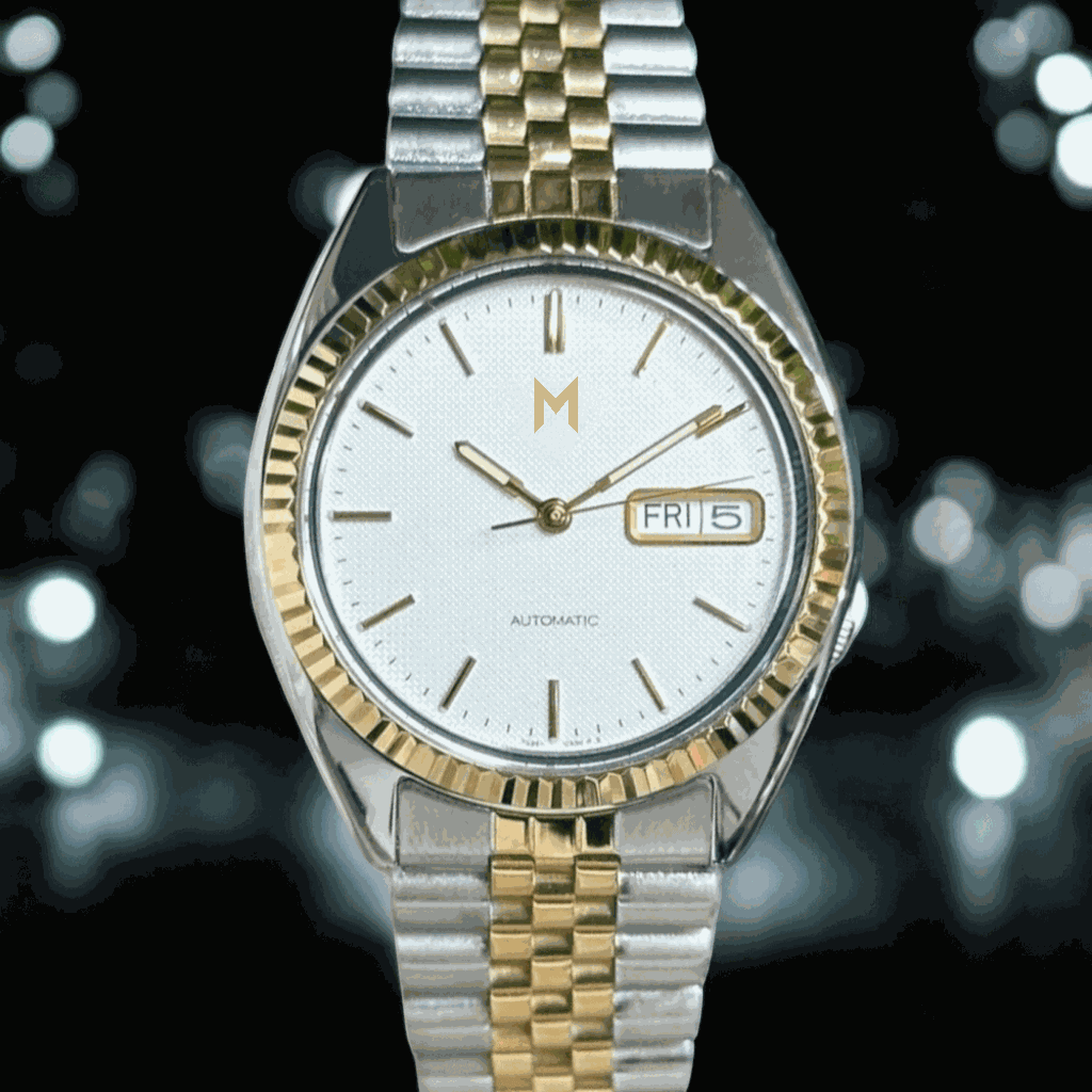 Modtime Seiko Mod SeikoJust Two - Tone White S5 Dial - MODTIME