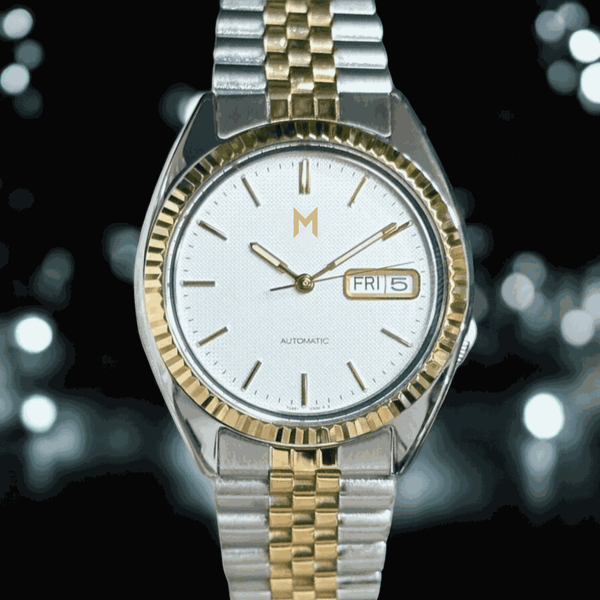 Modtime Seiko Mod SeikoJust Two - Tone White S5 Dial - MODTIME