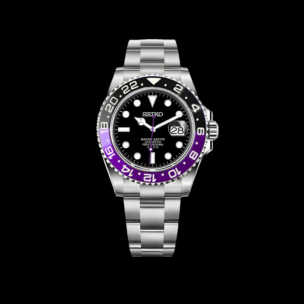 Custom modded Seiko GMT " Joker " Purple Black Series - MODTIME