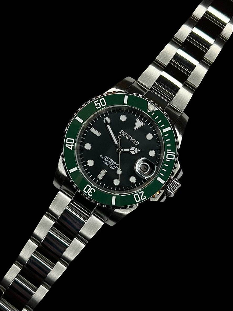 Modtime Green Black Seiko mod submariner " Starbucks " Series