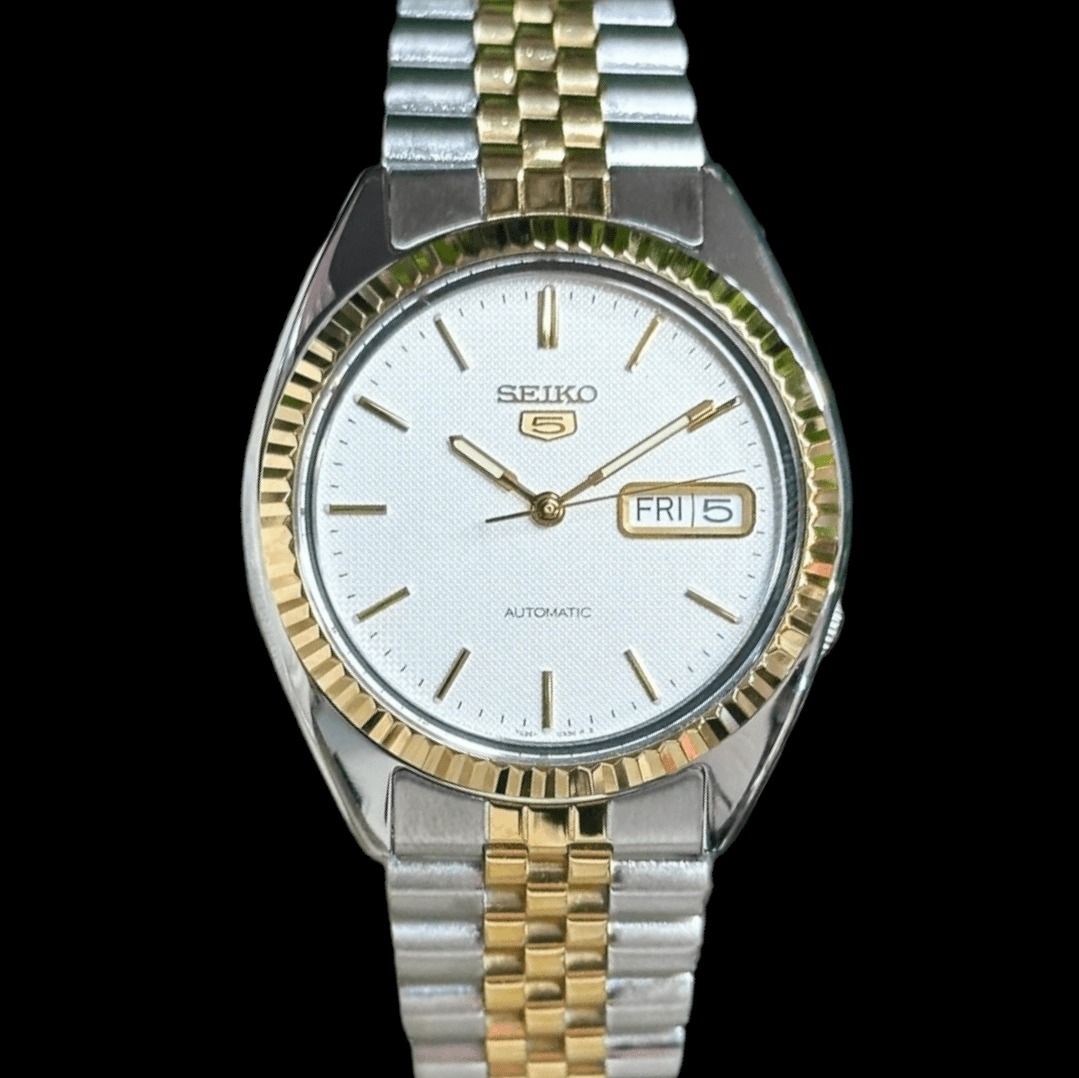 Seiko Mod DateJust Homage Two-Tone White S5 Dial 