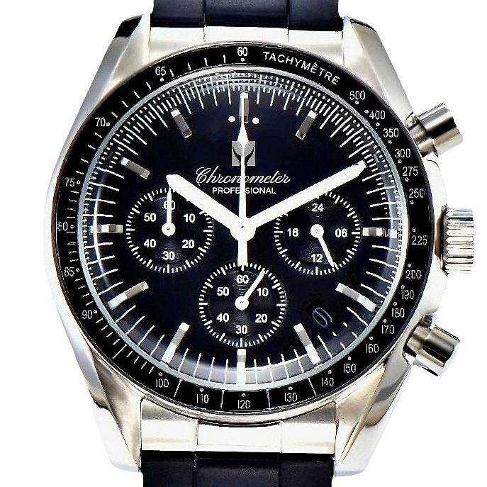 Seiko Mod Speedmaster Homage Black Dial - Timeless Design - Modtime