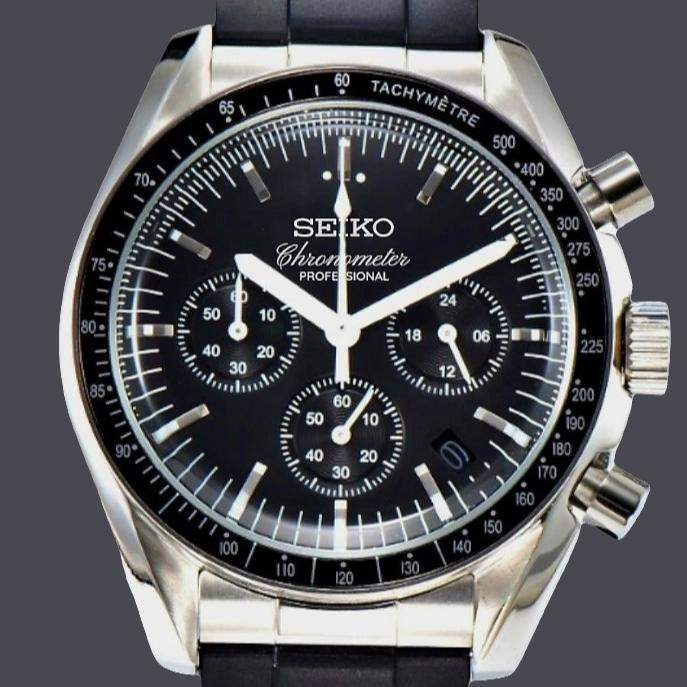 Seiko Mod Speedmaster Homage Black Dial - Timeless Design - Modtime