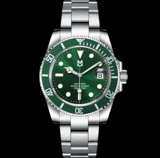 Modtime Green Stainless Steel Submariner Diver Hulk Series - seiko mod