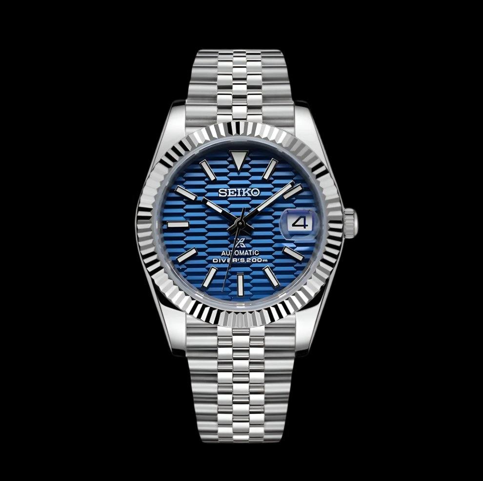 Seiko Mod DateJust Homage Blue Ripple Dial - Timeless Design