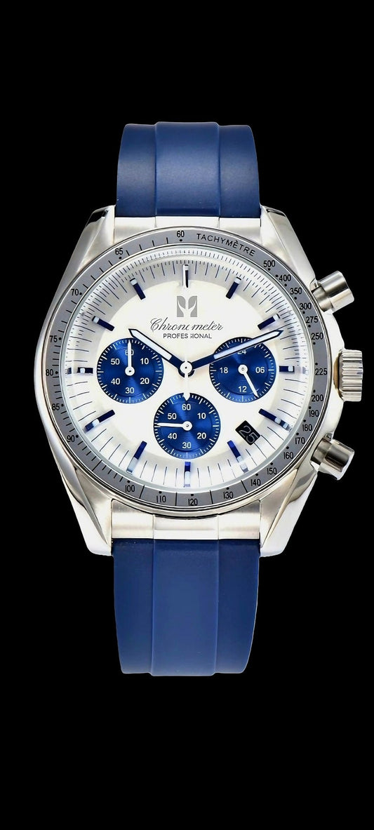 Custom modded Seiko Omega Speedmaster blue and white dials 