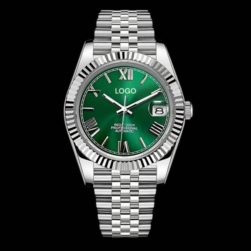 Seiko Mod Datejust Homage Green Roman Numeral Dial - Modtime