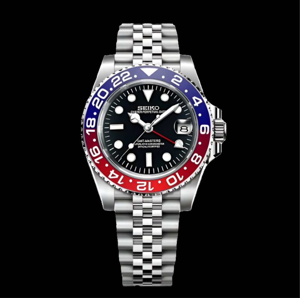 Seiko Mod Red Blue " Pepsi " GMT Diver Series jubilee bracelet