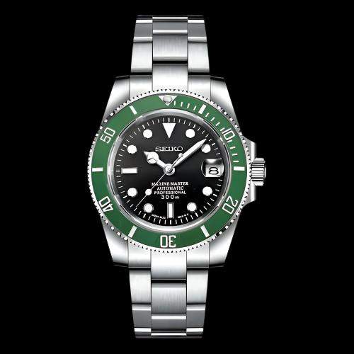 Modtime Green Black Seiko mod submariner " Starbucks " Series